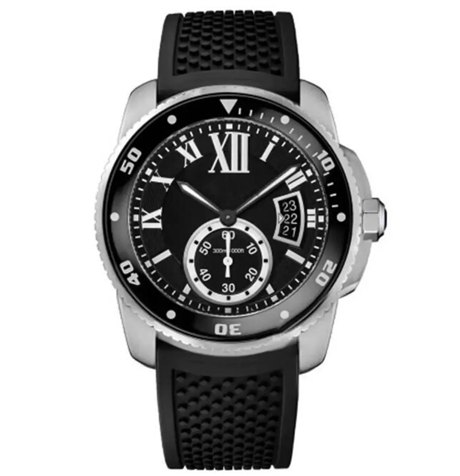 U1 최고 AAA 럭셔리 브랜드 남성 시계 자동 기계식 블랙 다이얼 고무 스트랩 남성 시계 남성 디자이너 방수 손목 시계