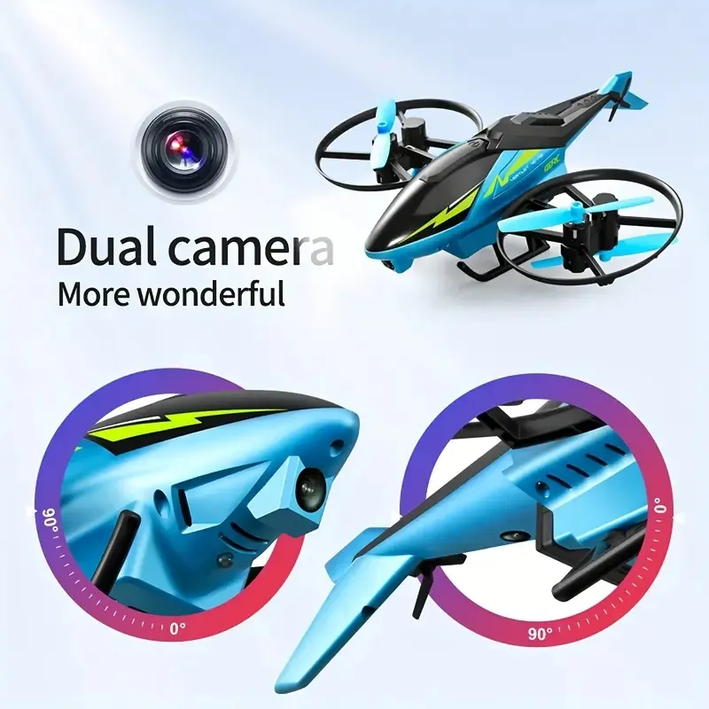 Hélicoptère télécommandé avec double caméra 4D-M3 Drone de photographie aérienne 2,4 G Avion télécommandé Une touche Décollage Stunt Tumbling Quadcopter Jouets pour enfants