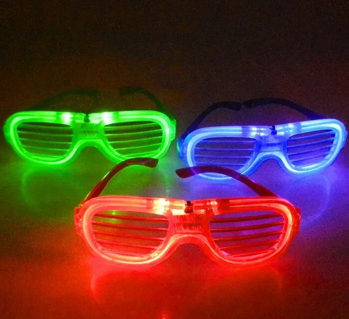 Fashion LED Light Glasses Flashing Shutters Shape Glasses LED Flash Glasses Sunglasses Dances Party Supplies Festival Decoration E1680305