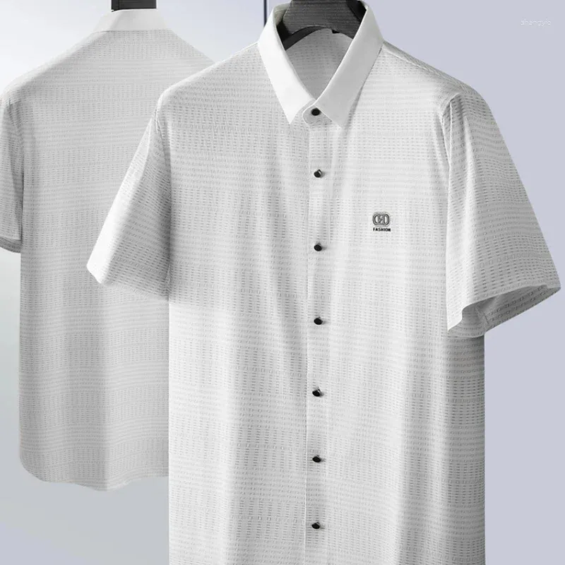 Męskie koszule 7xl Ice jedwabne koszula krótkie rękawe mężczyźni duże rozmiary S na bezkładki letnią wyprzedaż cienki trend odzież fcy