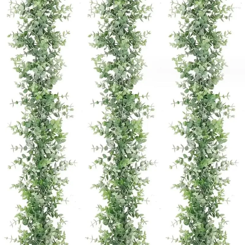 Dekorative Blumen, 1,8 m, künstliche Eukalyptus-Girlande, Zweigreben, grüne Blätter, Ratten-Faux-Kranz für Hochzeit, Hintergrund, Bogen, Zimmer, Garten