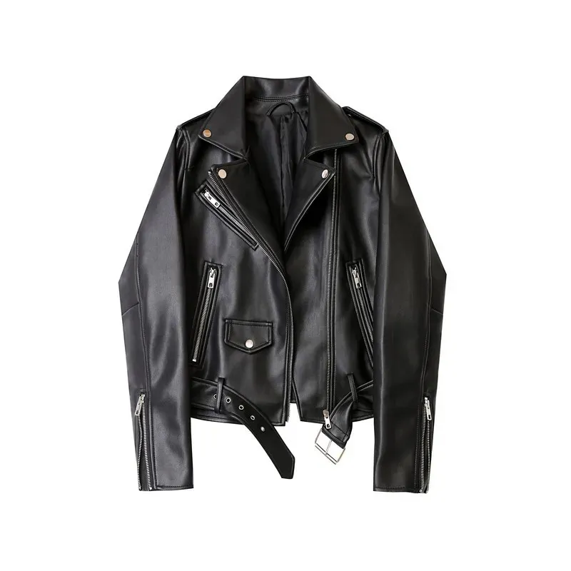 ZVRI classique noir printemps et automne la ceinture épaulette détachable veste de moto veste en cuir 240117