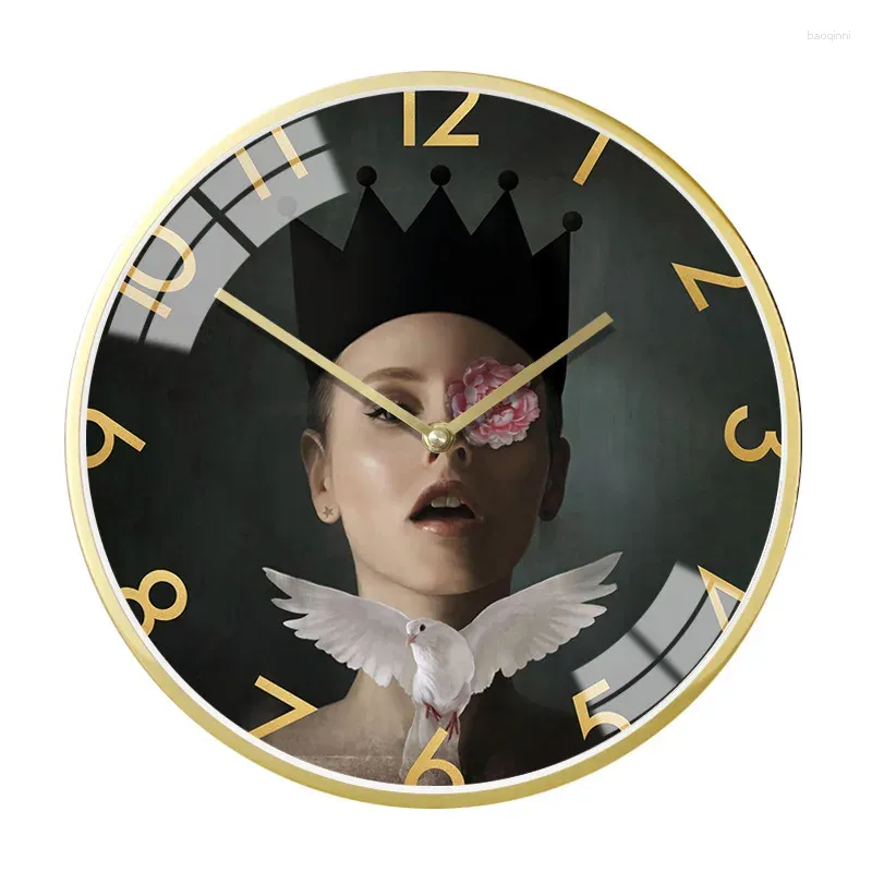 Zegarki ścienne europejskie postacie retro metalowe zegar sztuki nordycki styl nordury nowoczesny salon twórczy cichy kwarc