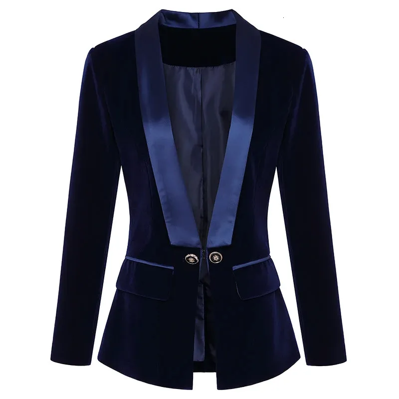 Haute qualité est Runway Designer Blazer femmes à manches longues velours Blazer veste vêtements chauds 240117