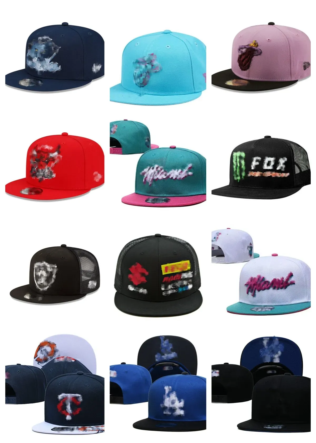 Designer Cappelli da basket Tutte le squadre Logo Snapback regolabili Cappello aderente Ricamo Cotone Moda Mesh flex sun Berretti Cappello a palla piatta Hip Hop Sport All'aperto cap mix