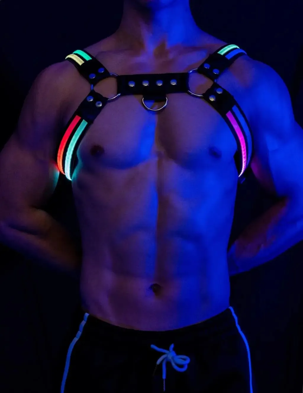 Harness Men Shoulder Belt Sexual Body Chest Dimming Light Stage Flashing Rechargeable Color Light Chest Belt Muscle harness