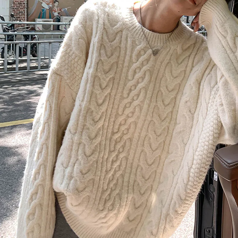 Women`s Sweaters Retro Pullover Tweed Sweater Women Fall Winter 2023 New Loose Lazy Soft Glutinous Knitwear