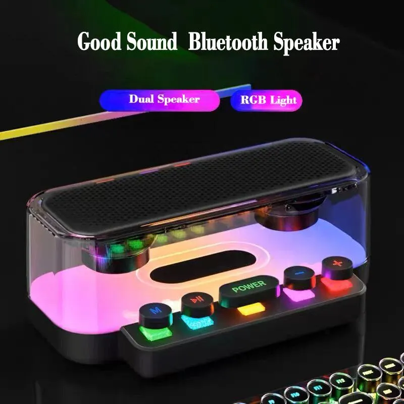 スピーカーワイヤレスゲーミングスピーカーステレオサブウーファーBluetooth 5.0 RGB LightStransparent Support USB TF Play PC Sound Bar Game Soundbox New