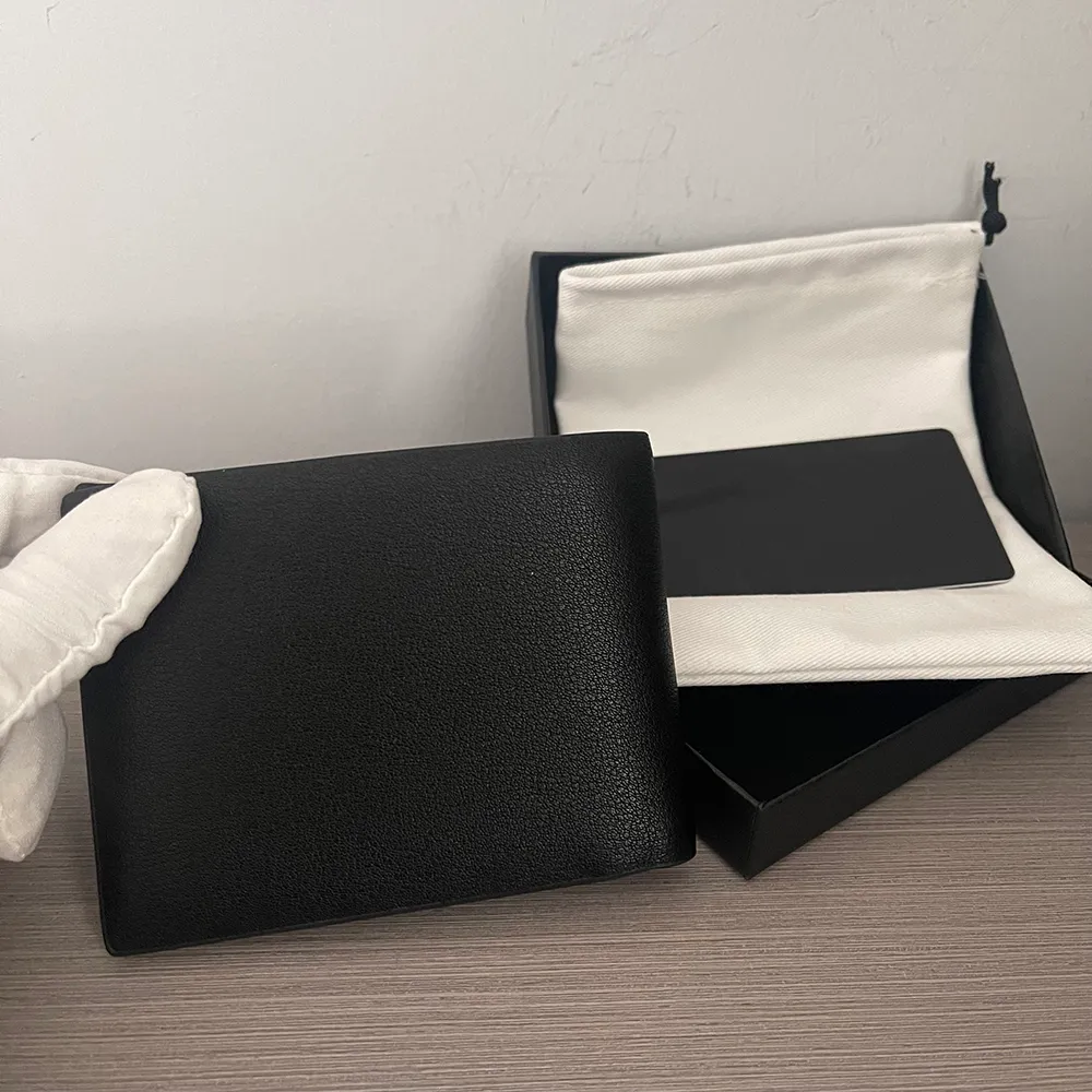 Men's Real Leather Credit Card Holder Purse Designer Wallet Luxury Fashion Short Mini Plånböcker Handväska Business Men High Quality ID Pocket Purs med Dust Bag Box