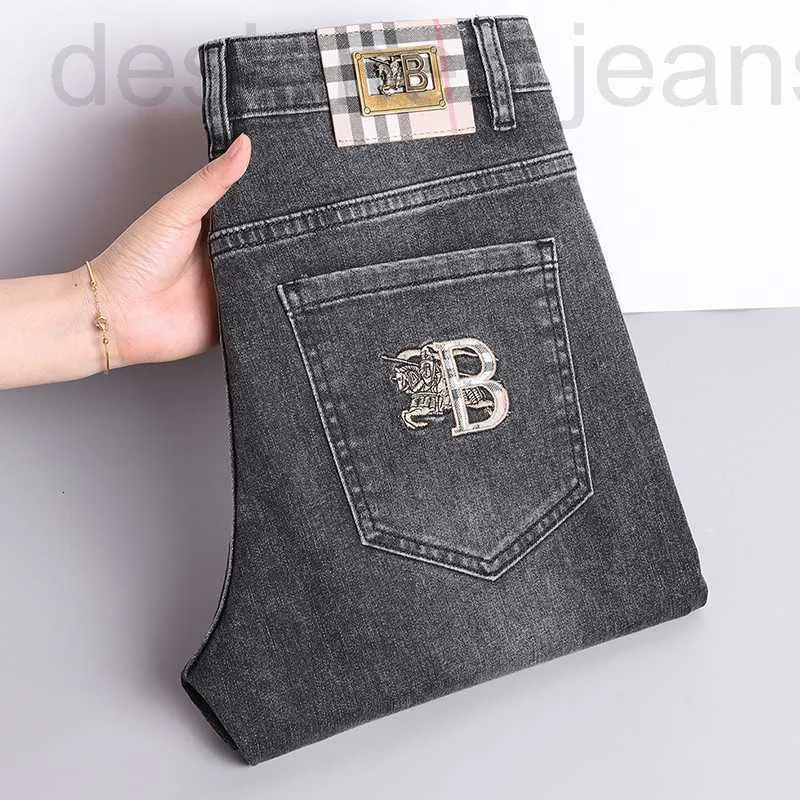 Herenjeans designer merk herfst en winter nieuwe Europese high-end jeans voor heren Koreaanse slim fit kleine rechte buis elastische borduurwerk casual broek M3YE