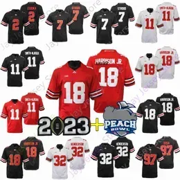 Football Jerseys 2023 Playoff Peach Bowl Ohio State Buckeyes Football Jersey College Osu C.j. Stroud Henderson Jaxon Smith-njigba