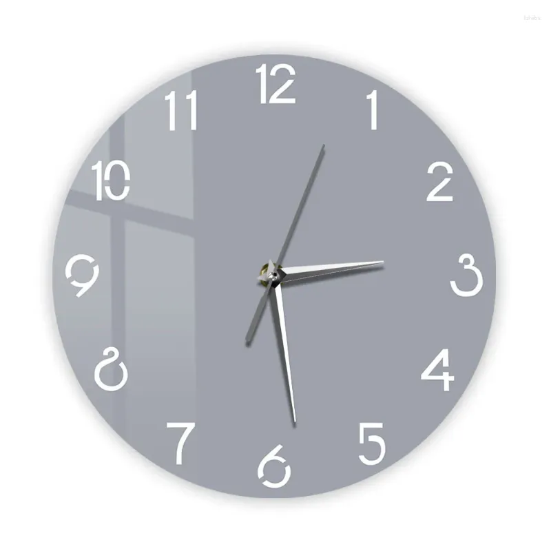 Wanduhren grau und weiß moderne stille, nicht tickende Uhr für Schlafzimmer Wohnzimmer Minimalistische Kunst Wohnkultur Einfaches Design Uhr