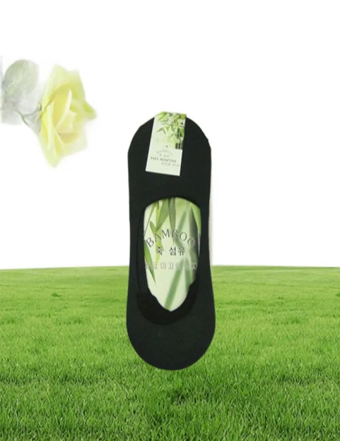 Meias de tornozelo invisíveis de bambu para homens, mocassins casuais de verão, meias sem show, preto e branco, boat8502209