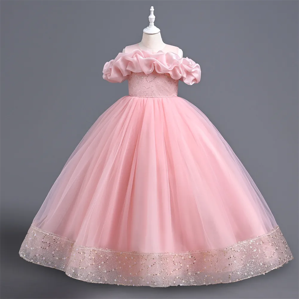 Blue Flower Dress for Girls Floor-Length Lace Applique Off-Shoulder  Sleeveless Ball Gown for Christening from Dhgate Flower Girls' Dresses -  price 135.58