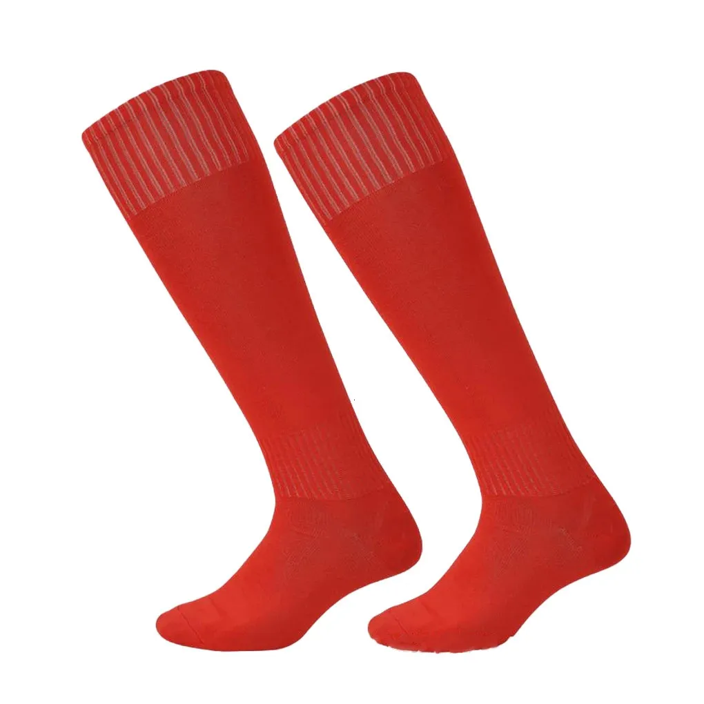 1 Paar Fußball-Sportsocken, lang, über dem Knie, Handtuch unten, Legging, Fußball, Erwachsene, atmungsaktiv, modische Strumpfwaren, Training, Rot 240117