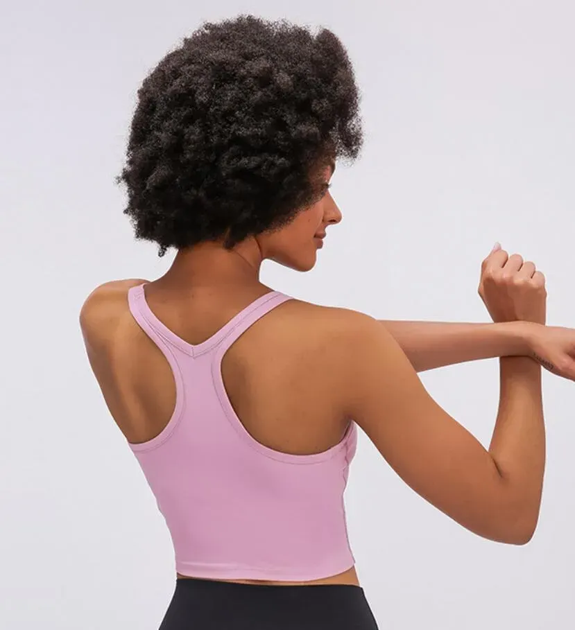 sports bra lu-95 yoga gym clothes women vest with chest pad tank tops running skin-friendly waist trainer fitness shockproof lady underwears