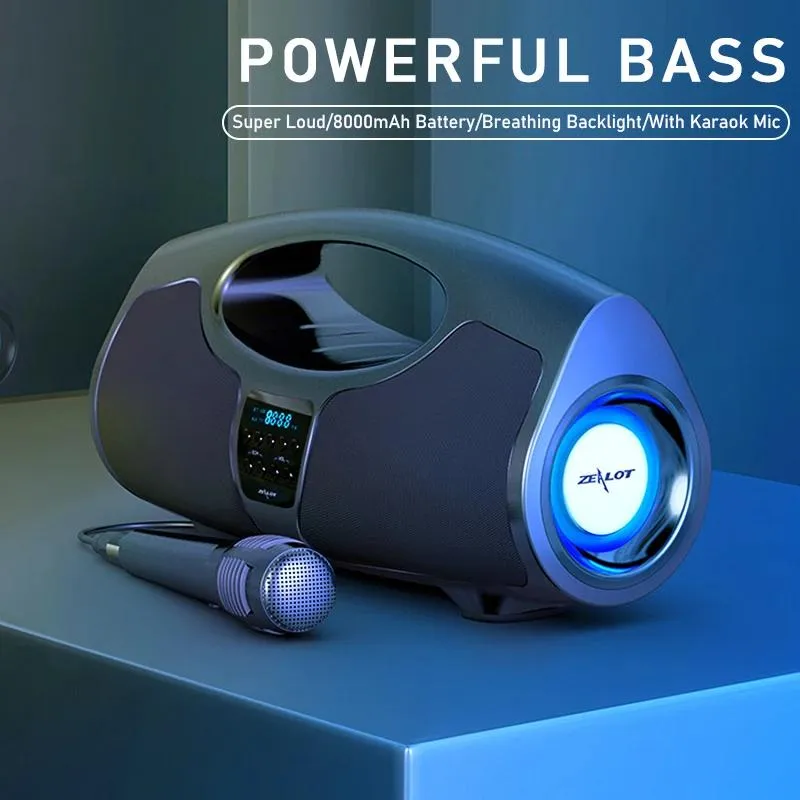 Alto-falantes Zealot P1 Wireless Bluetooth Speaker Karaoke 40W Outdoor Subwoofer Super Bass Som Estéreo Portátil com Microfone