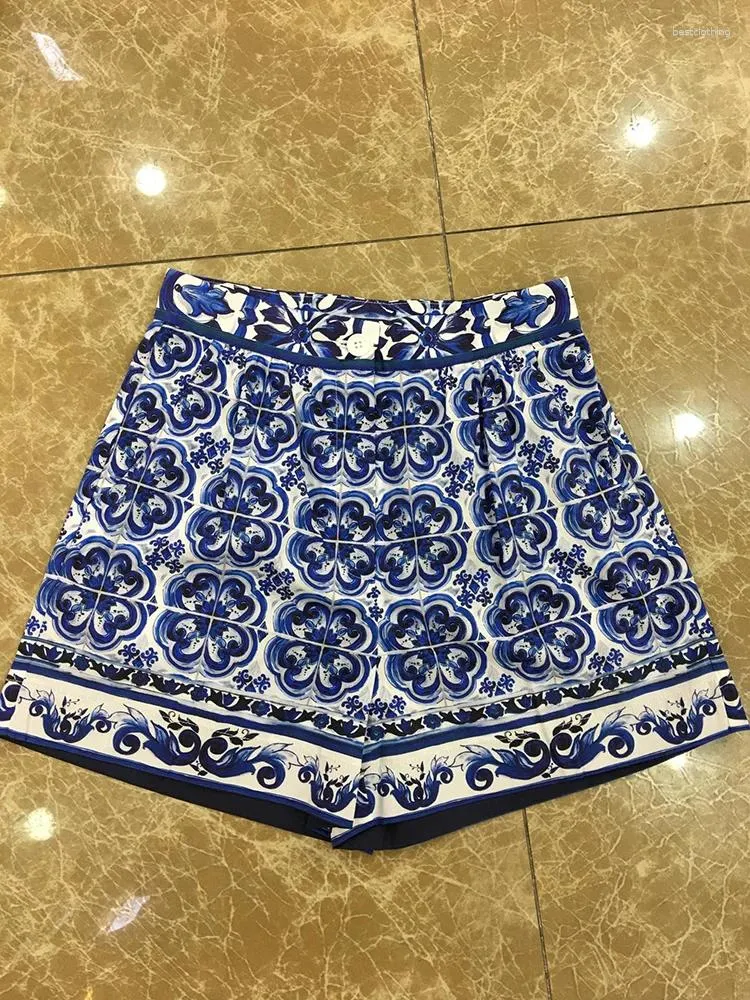 Women's Shorts Fashion Porcelain Printing Women Cotton Button Summer Beach Holiday Girl's Sweets