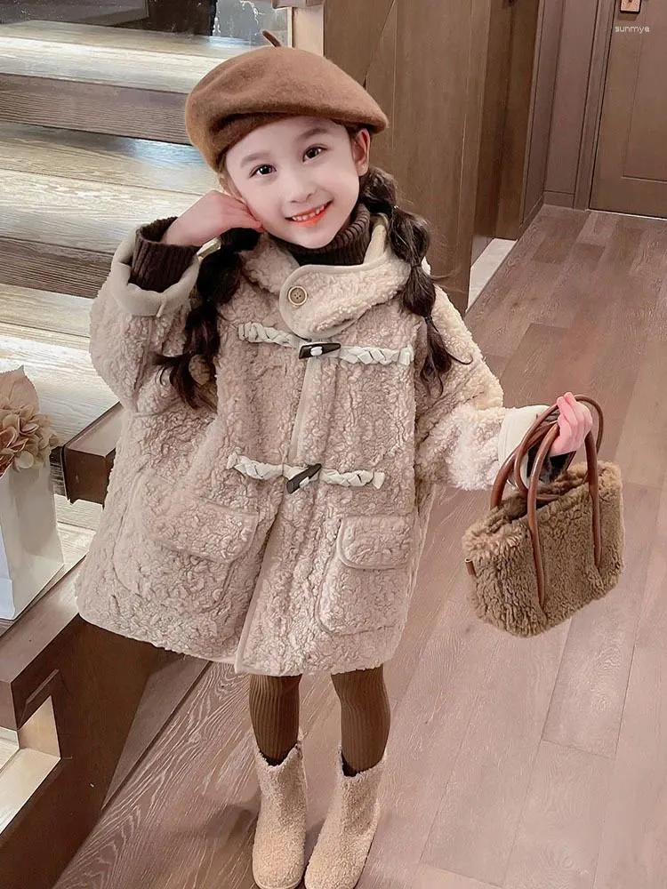 Cappotto Cappotti invernali da ragazza Stile bambino Fiore occidentale Mille fiori Bottone in corno Trench lungo Bambini Clo