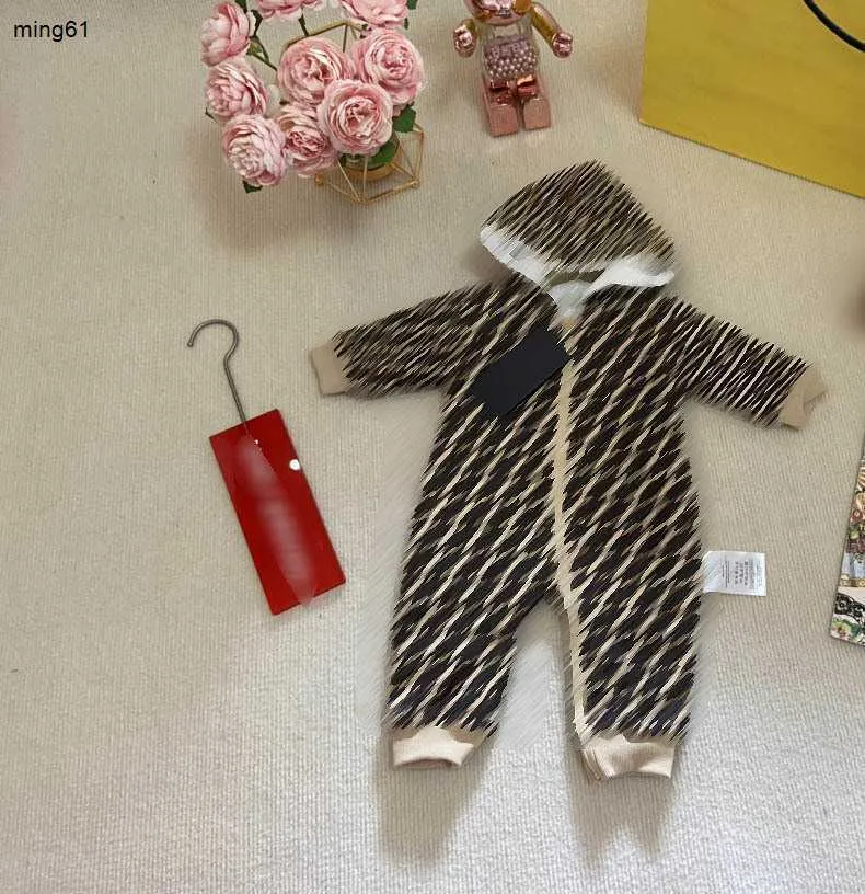 Monos infantiles de marca, mono marrón con capucha para niños y niñas, talla 66-100, diseño interior de felpa, traje para gatear para bebé recién nacido Jan20