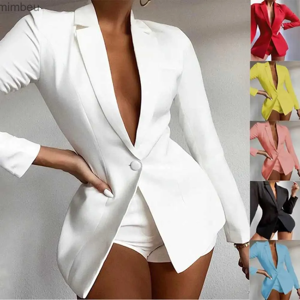 Women's Suits Blazers Autumn Office Female Lady Blazer Solid Color All Match Autumn Winter Straight Lapel Suits Jacket for Daily Wear Women'ClothesL240118
