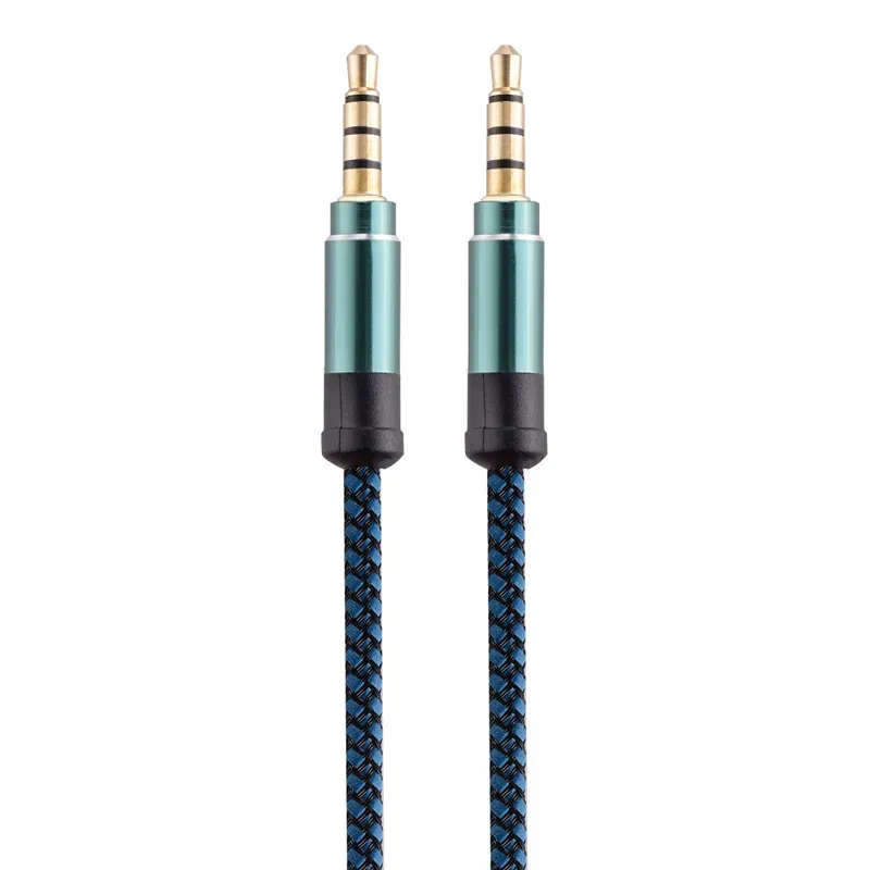 3.5mm Auxiliary AUX Extension Audio Cable Unbroken Metal Fabric Braiede Male Stereo cord 1.5M 