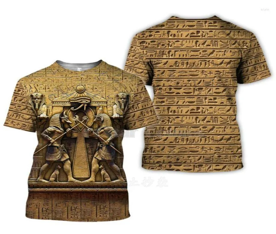 Men039s TShirts Été Mystérieux Rétro Maison Ancienne Totem Égyptien Impression 3D Manches Courtes Harajuku Vêtements Esthétique Men3447085