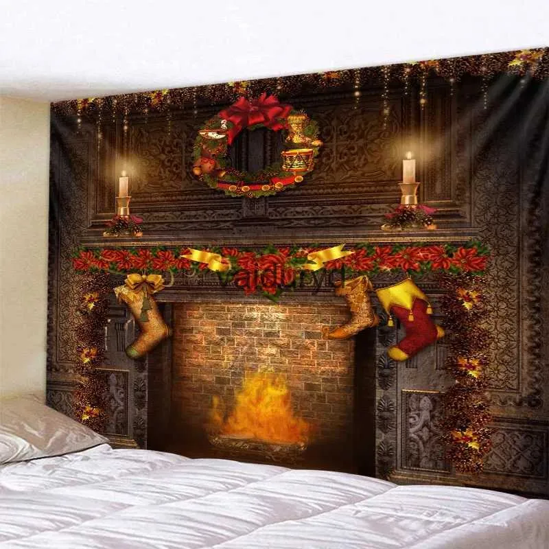 Tapeçarias árvore de natal lareira tapeçaria decoração parede pendurado quarto dormitório casa 8 tamanhosvaiduryd