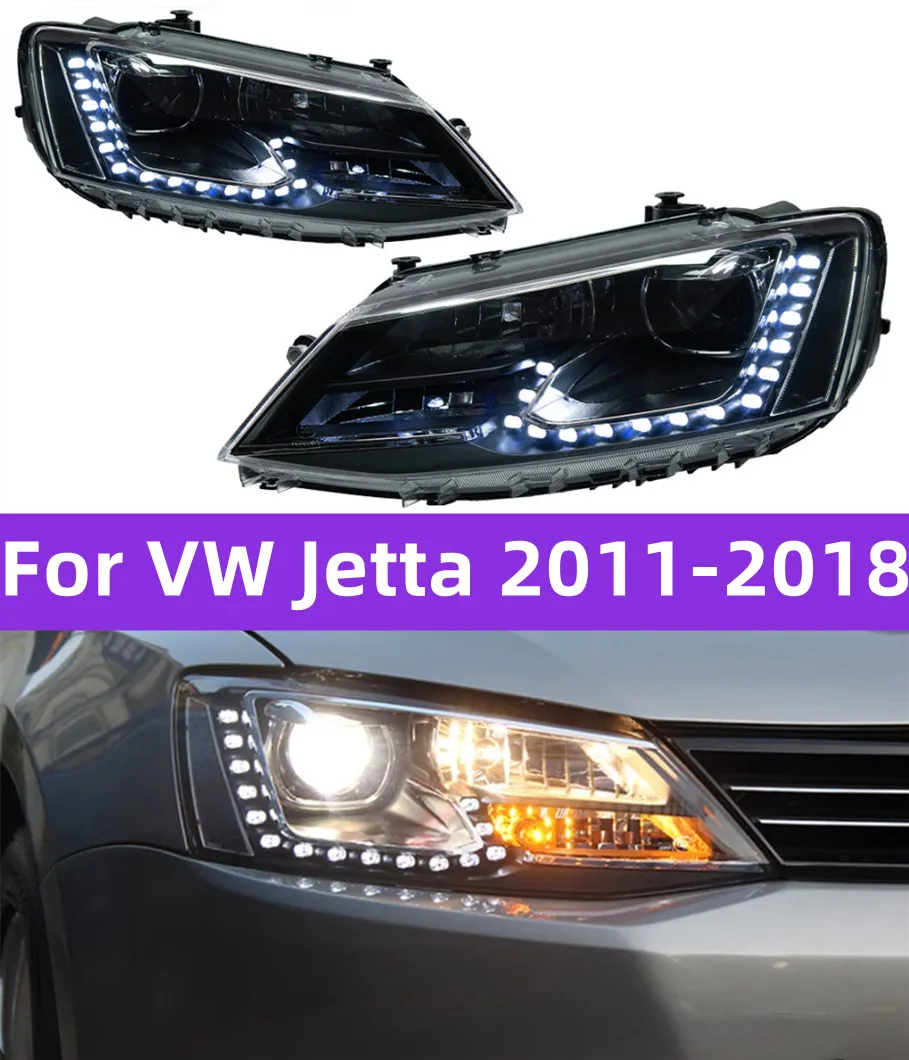 Lâmpada dianteira do carro para faróis jetta 2011-20 18 led drl luz de circulação diurna sinal de volta alto feixe peças de automóvel