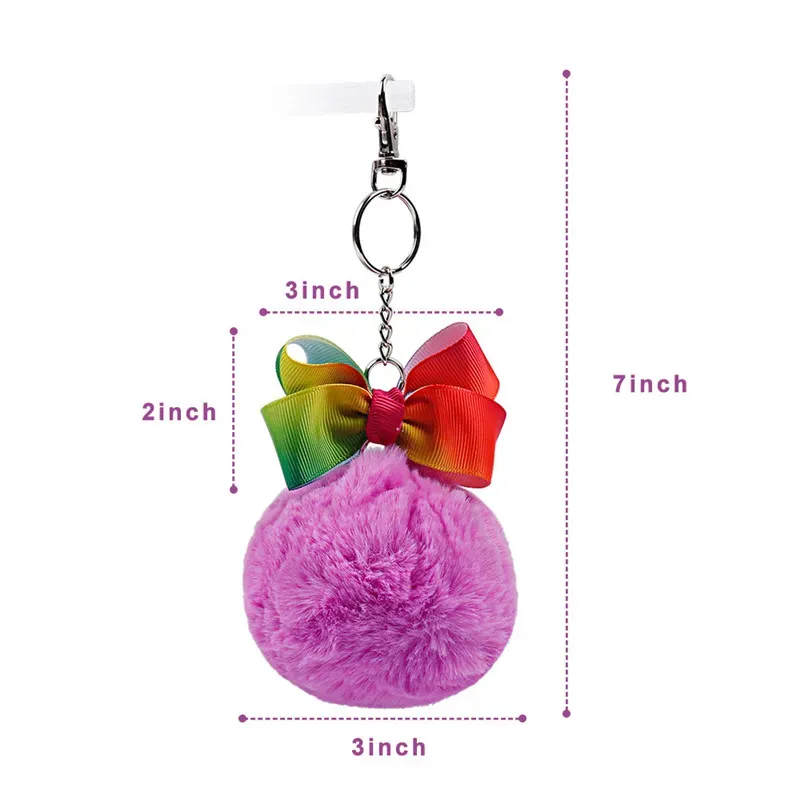 JOJO Kids Bowknot Fur Fuzzy Keychain Baby Girls Hairpin Pendant Children Bows Key Ring Fuzzy Ball Hang Keychains school bag pendants