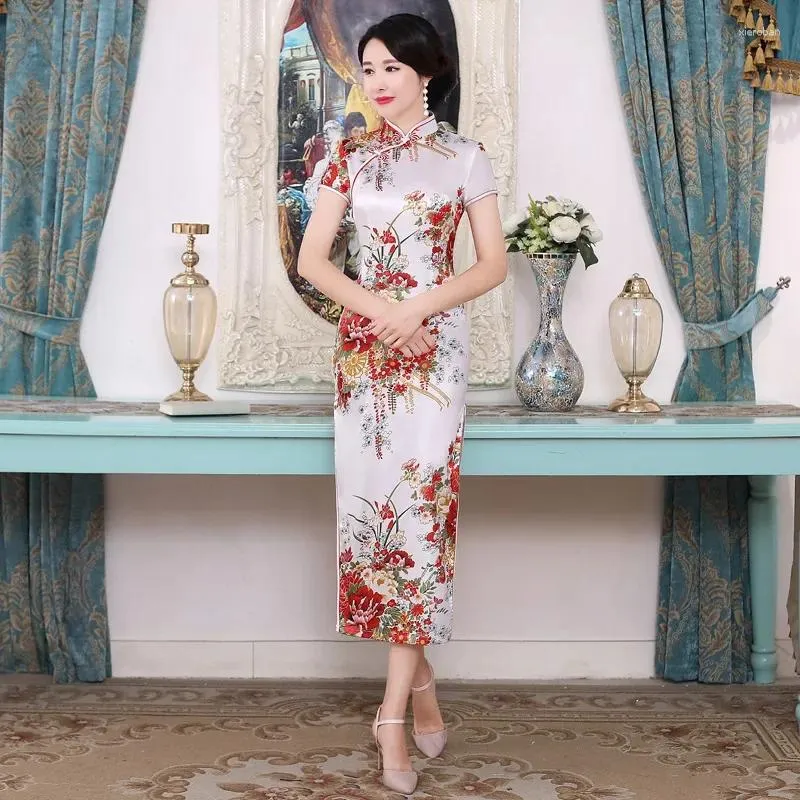 Vêtements ethniques Femmes Classique Cheongsam Dames Longue Qi Pao Sexy Serré Soirée Soirée Chinois Traditionnel Vintage Col Mandarin Qipao Robe