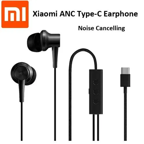 Écouteur d'écouteur Original Xiaomi ANC Typec 3,5 mm Annulation du bruit Contrôle câblé avec Mic Hybrid HD pour téléphone mobile intelligent