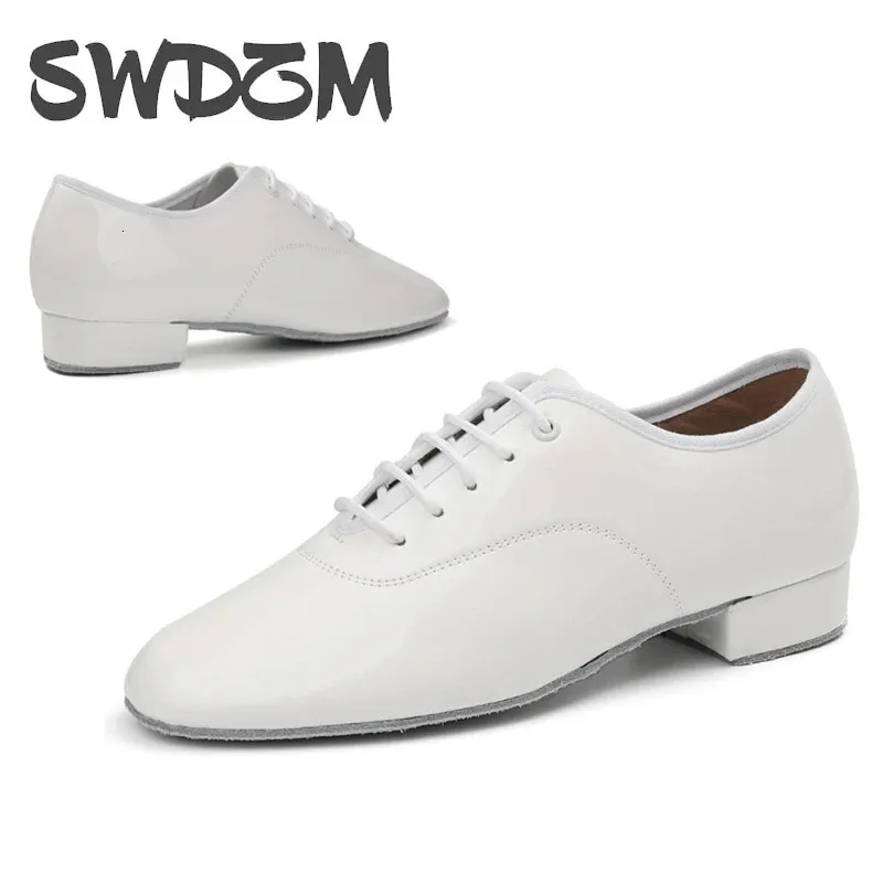 SWDZM Leren dansschoenen voor heren, volwassenen, zwarte mode, dansschoenen voor heren, Latin ballroomdansschoenen, zacht, maat 38-44 240117