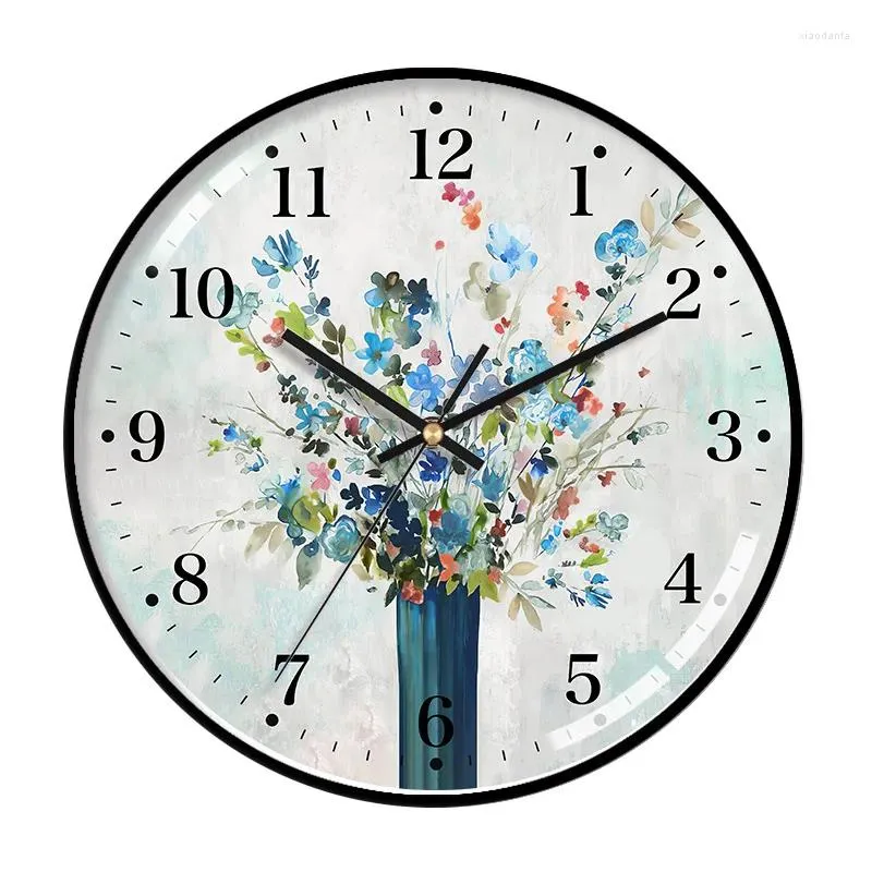 Orologi da parete Bellissimo orologio con bouquet di fiori Design moderno in metallo nordico 3D per la decorazione domestica Orologio al quarzo super muto