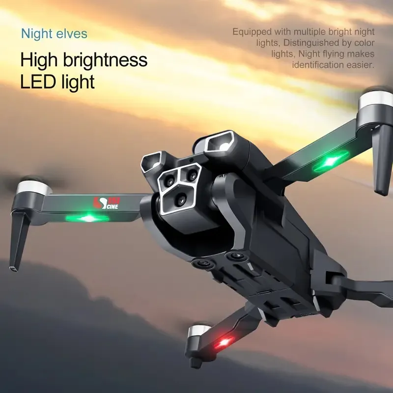 Ny S151 Quadcopter UAV-drone med borstlösa motorer, optisk flödespositionering, fyrvägs hinderundvikande, HD-dubbla kameror, LED-nattnavigeringsljus.