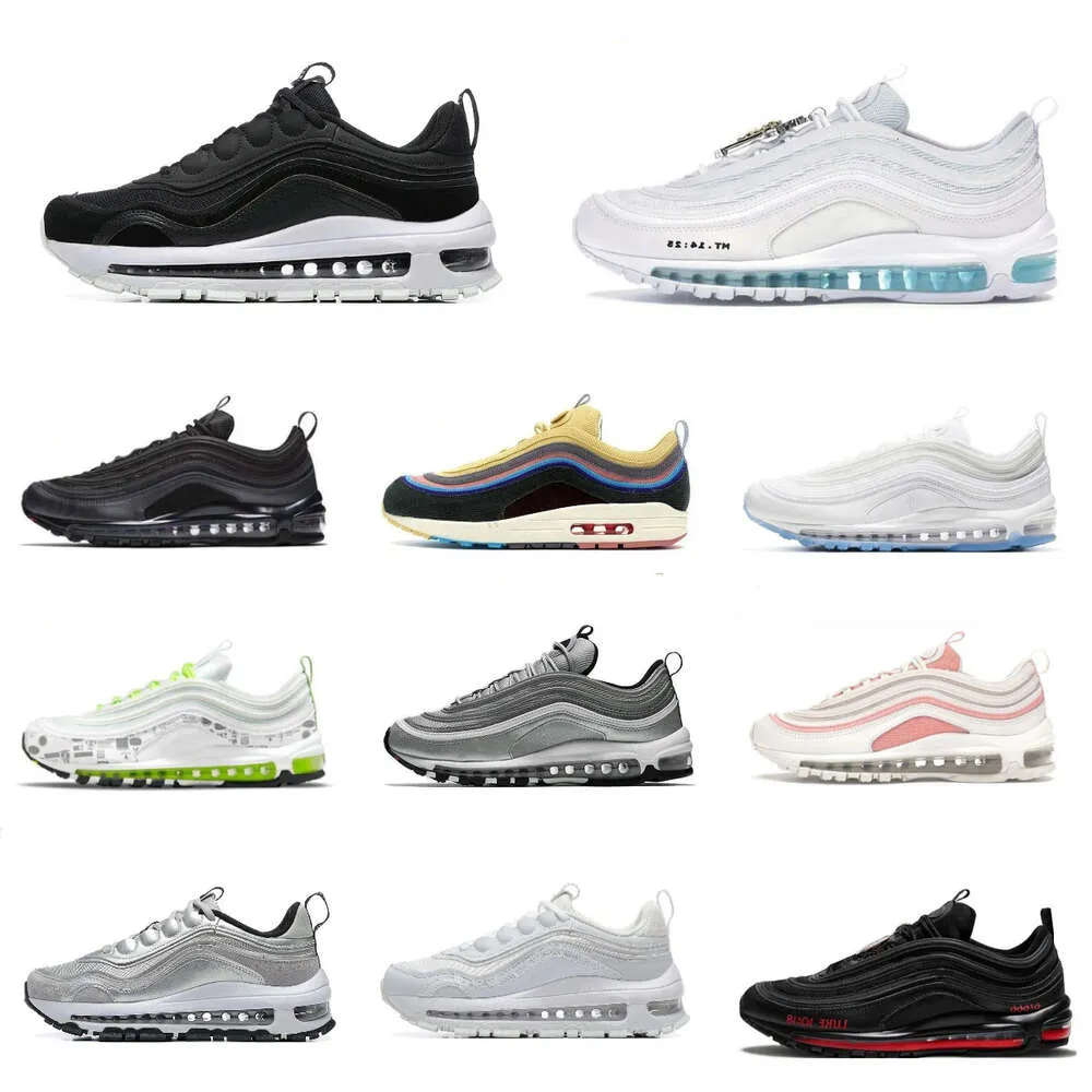 Trainer 97 MSCHF X INRI JESUS ​​RUNGER SHOES CLASSIC 97S MENS TRIPLE FUTURA Silver Bullet Maxs White Black Lce USA Crucifix Vapores Airs Tennis Sneakers S98