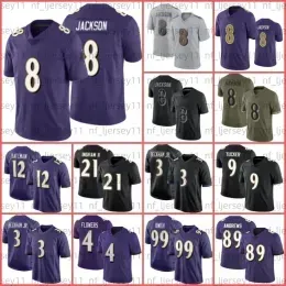 Men Baltimore``Ravens``Kyle Hamilton 8 Lamar Jackson Football Jersey Beckham Jr. Flowers Andrews Tucker Bateman JK Dobbins Roquan Smith Oweh Queen Lewis