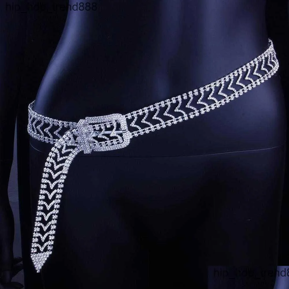 Buikkettingen 925 Sier Fl Diamond Taille Chain Belt Crystal Body Gold Hip Hop Persoonlijkheid Sieraden Mannen Dames Drop Delivery Dhzpj