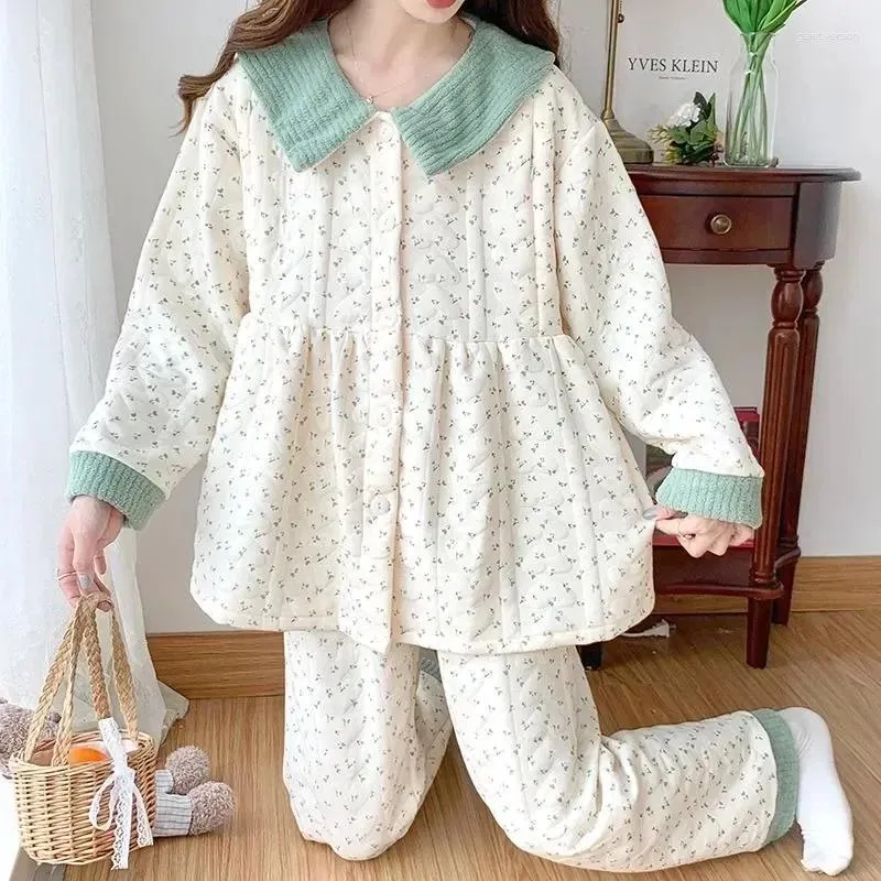 Women's Sleepwear Winter Homewear Breastfeeding Warm Women Loungewear Pajamas Pure Cotton Postpartum Air Autumn 2024 Pregnant