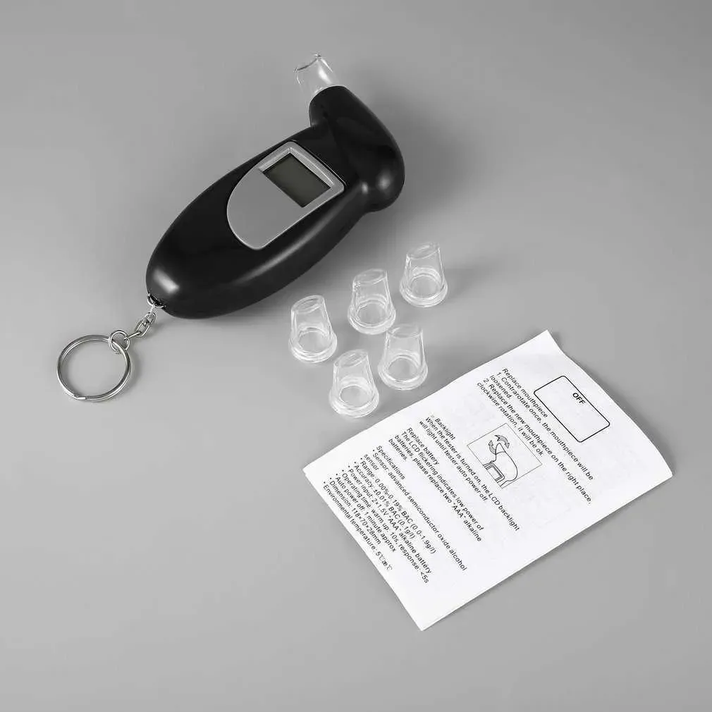 LCD Display Digital Alcohol Tester Professional Police Alert Breath Alcohol Tester Device Breathalyzer Analyzer Detector Test DF