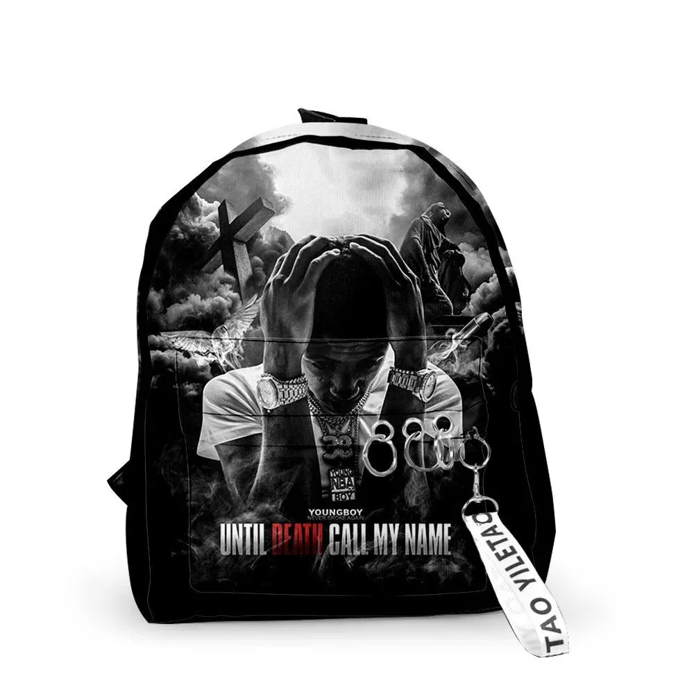 Bags Youthful YoungBoy Never Broke Again School Bags Notebook Backpacks 3D Print Oxford Waterproof Key Chain Small Travel Bags