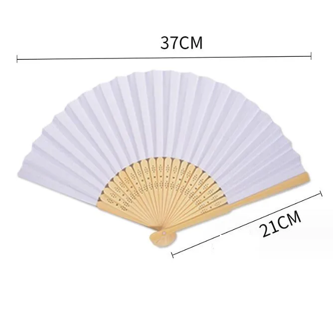 DIY White Bamboo Folding Fan Handheld Fan Paper Folded Fan for Wedding Party and Home Decoration Kids gift