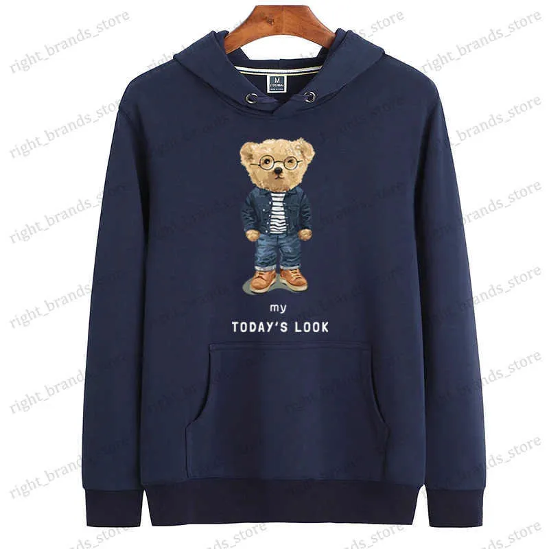 Moletom Com Capuz Masculino 100% Algodão Além De Veludo Urso Literário Feminino Pulôver Com Capuz De Inverno Em Torno Do Pescoço Solto Moletom Super Dalian Com Capuz Feminino T240118