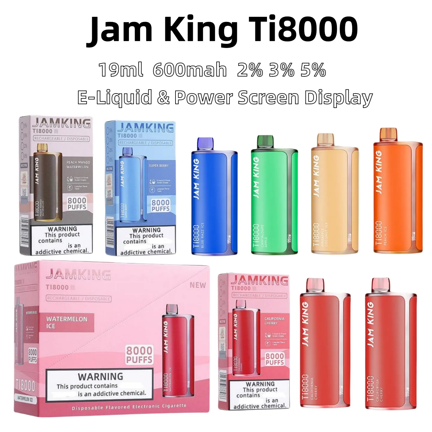 Jam King Ti8000 слоеная вейп-ручка Склад ЕС Tornado 7000 Puff 8000 19 мл Предварительно заполненный Lost Mary Vape Elf Bar 8000 Puff Резервуар 600 мАч Перезаряжаемый экранный дисплей против elfbar