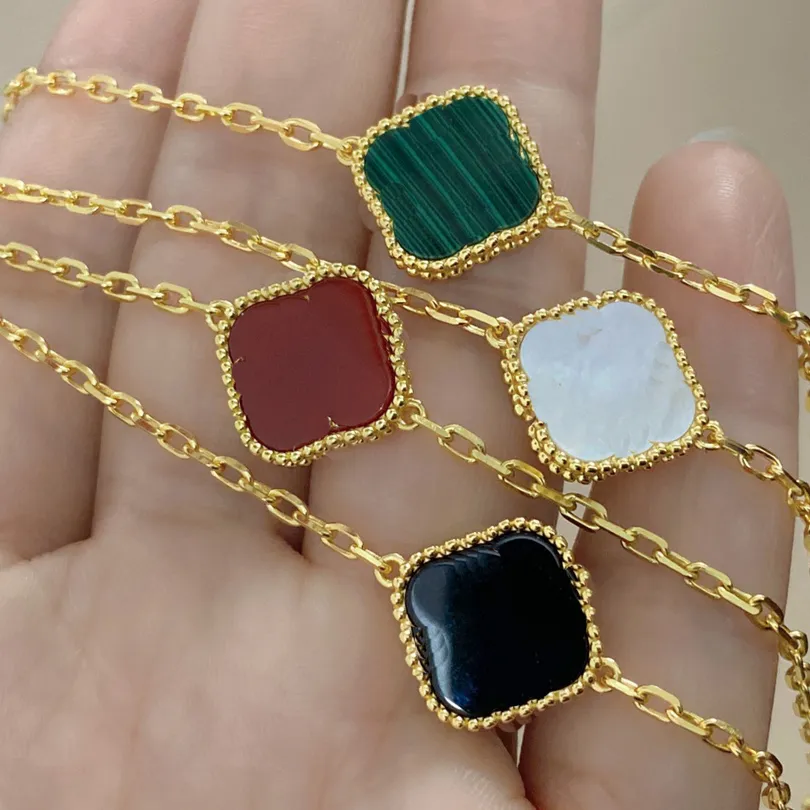 Vanc1eef flor pulseira designer de ouro para mulheres jóias para irmã pequeno motivo pulseira trevo verde trevo de quatro folhas pulseira pulseira de prata colar presente de casamento