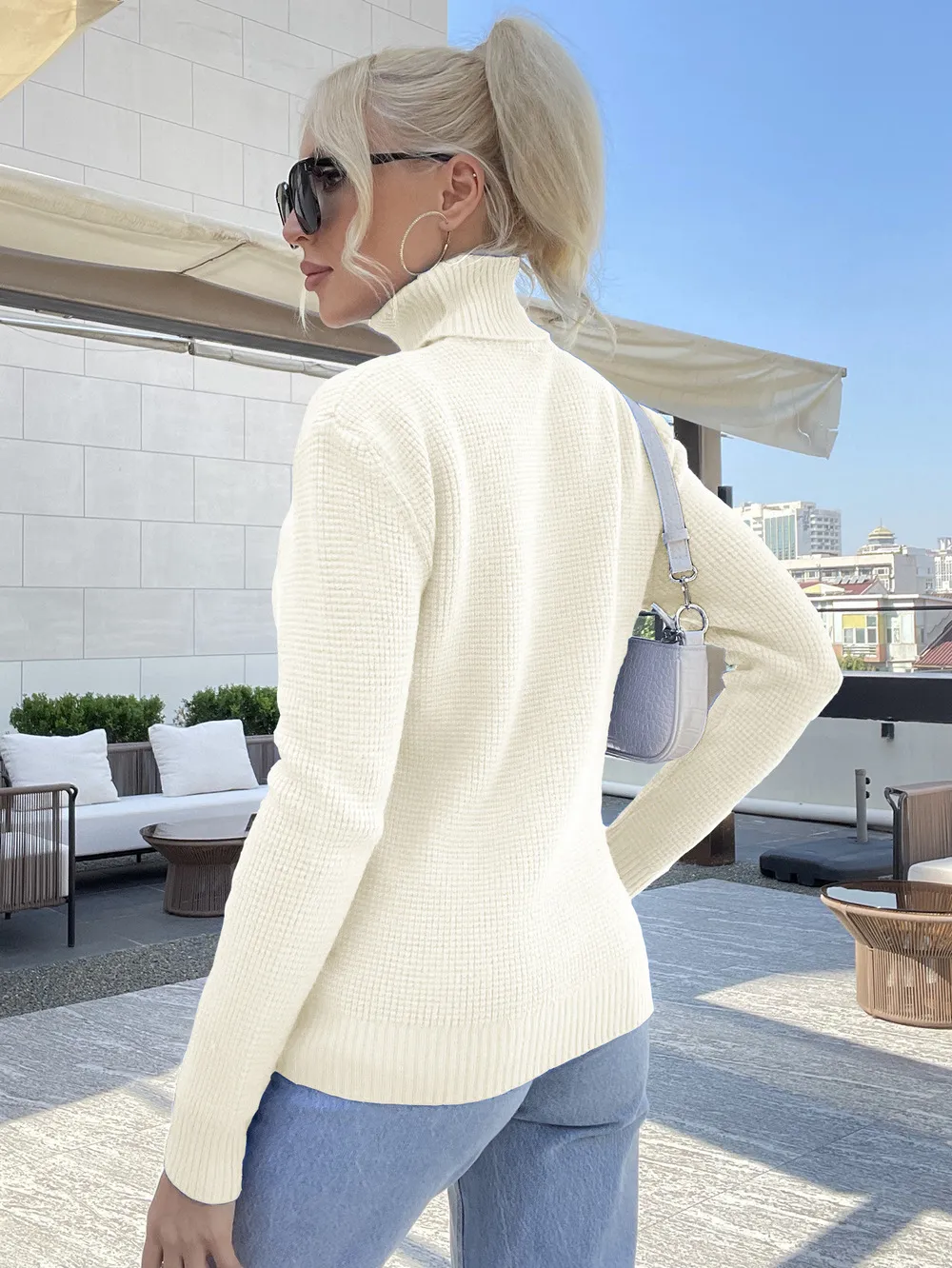 Women`s Sweaters 2023 Women`s Daily All Match Pullover Knitwear Turtleneck Long Sleeve Simple Basic Sweater Top