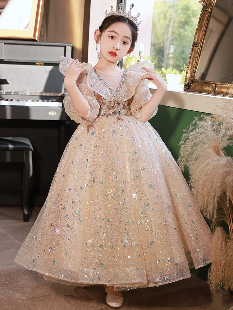 Sparkling Lace Applique flower girl dress for Weddings, Birthdays, and Pageants - 2022 Collection