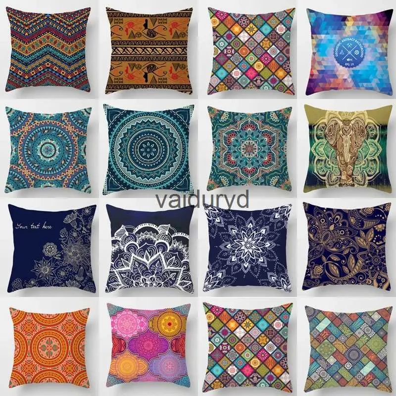 Federa Cuscini di peluche Cuscini Copertine bohémien Fiori etnici Custodie geometriche Fodera per cuscino Mandala Divano Soggiorno Decorativo per la casavaiduryd