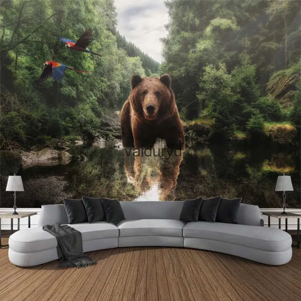 Tapestries Horse Art Landscape Landscape Tapestry Jungle Animals Hippies Kawaii Descedelic Tiger Bear Wolf Owl Room Decoration ClothVaiduryd