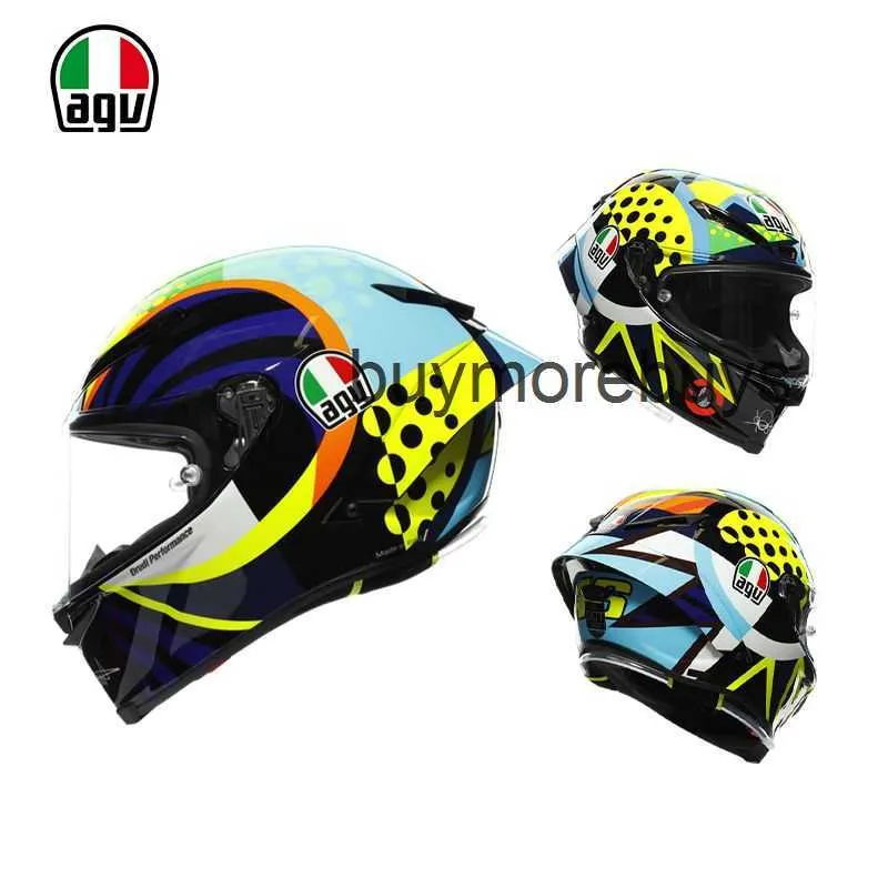 Full Face Open AGV Pista GPRR Ice Blue Motorcykel Hjälm Kolfiber Track Anti Drop Ride Limited Edition Full Helmet Chameleon SDPD